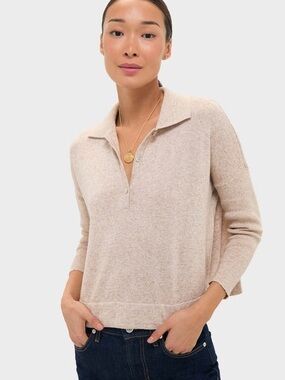 Tuckernuck Tan Clayton Long Sleeve Knit Polo M/L
